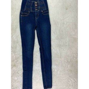Fashion 2 Love Size 0 Womens Jeans Button Fly Stretch Dark Wash Mid Rise
